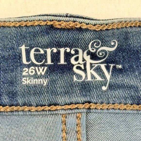 NWT Terra & Sky Women's Core Skinny High Rise Stretch Blue Denim Jeans Plus 26W - Picture 6 of 11